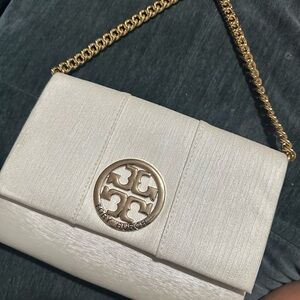 Tory Burch Cream and Gold Shoulder Bag